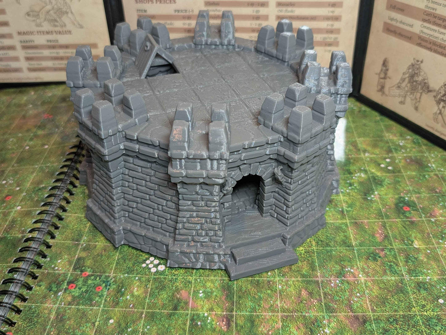 Ulvheim Tower Small - Medieval Stone Defense Terrain for Fantasy Tabletop, Dungeons and Dragons, Age of Sigmar, Warhammer 28mm Scenery