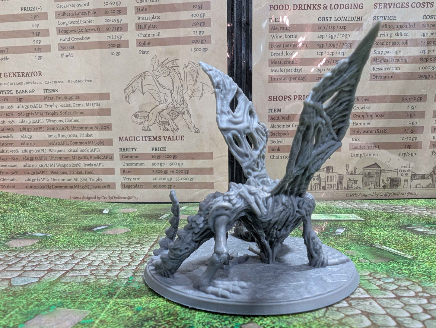 Undead Zombie Dragon Miniature with Headless Rider for Dungeons and Dragons, Pathfinder 2E and TTRPG's.