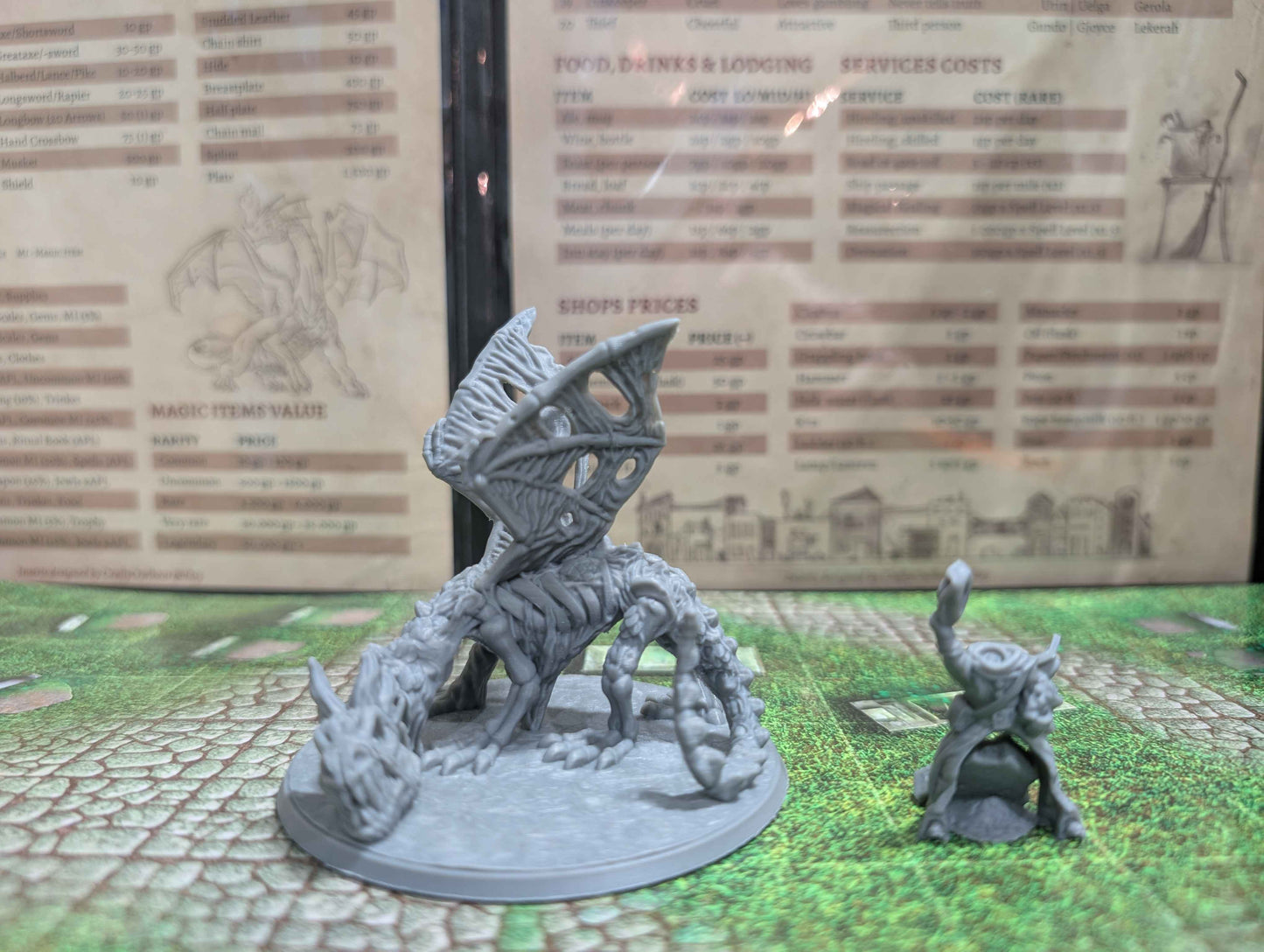 Undead Zombie Dragon Miniature with Headless Rider for Dungeons and Dragons, Pathfinder 2E and TTRPG's.