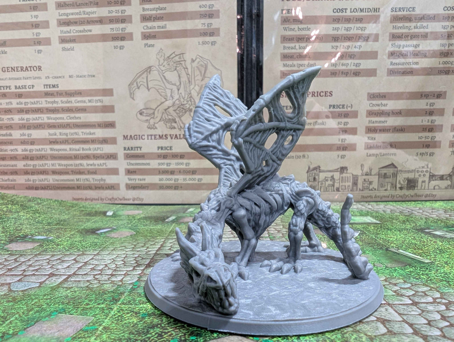Undead Zombie Dragon Miniature with Headless Rider for Dungeons and Dragons, Pathfinder 2E and TTRPG's.